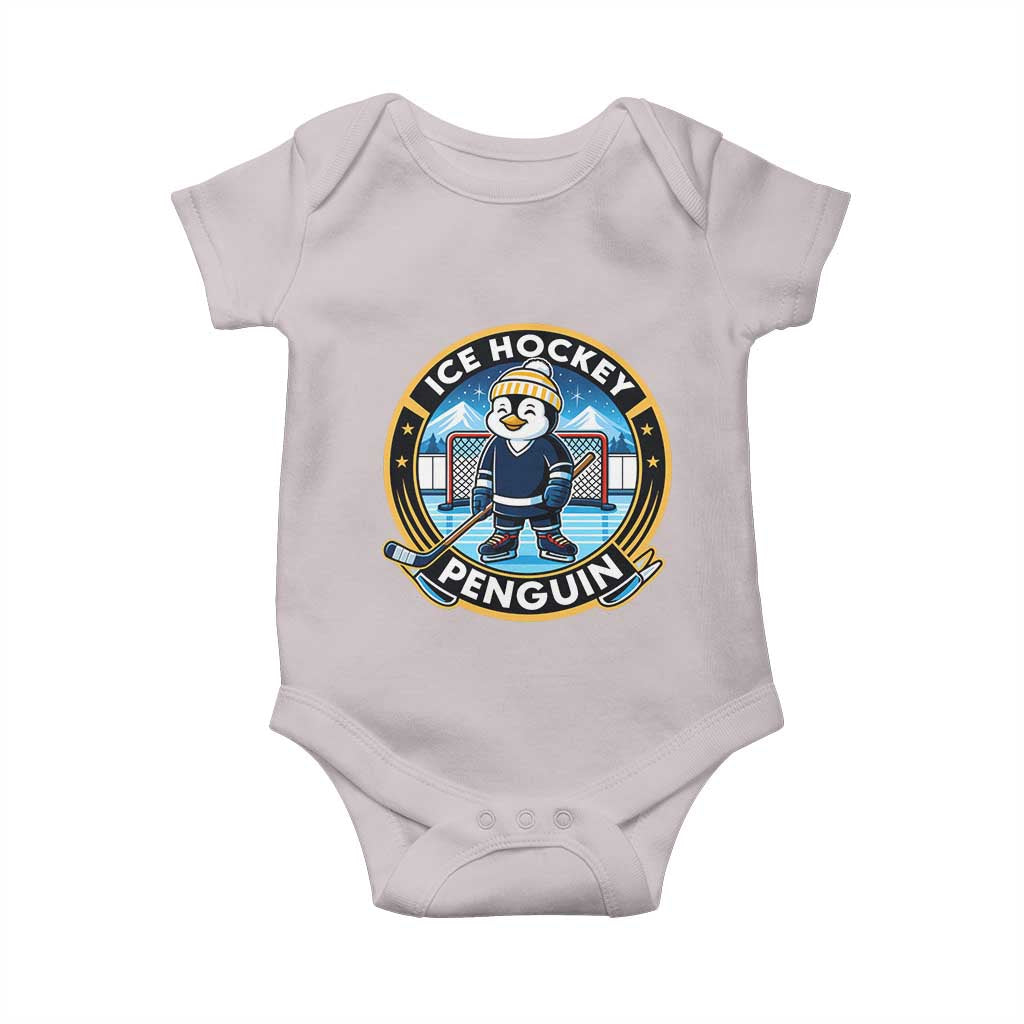 Funny Penguin Hockey Player Baby Onesie Sports Fan Gift - Wonder Print Shop