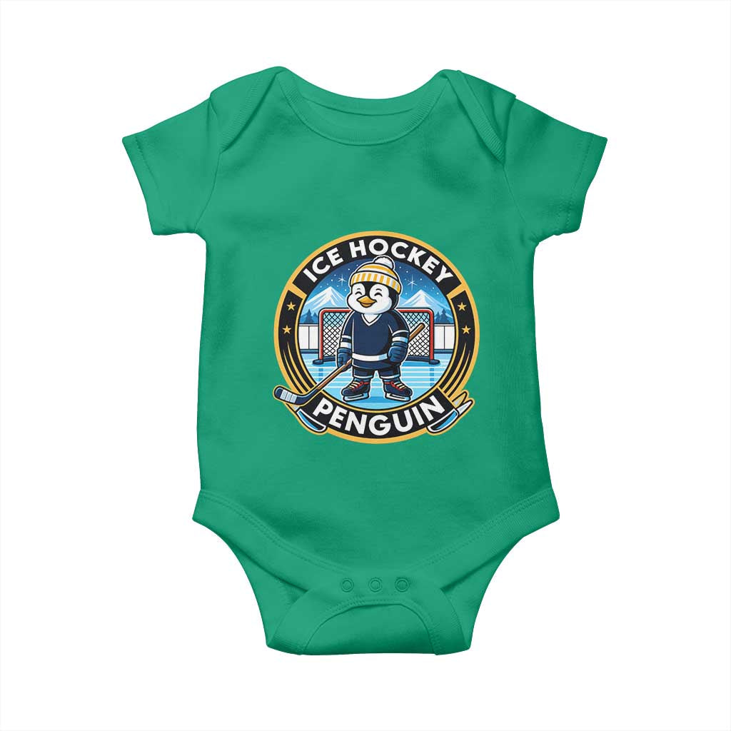 Funny Penguin Hockey Player Baby Onesie Sports Fan Gift - Wonder Print Shop