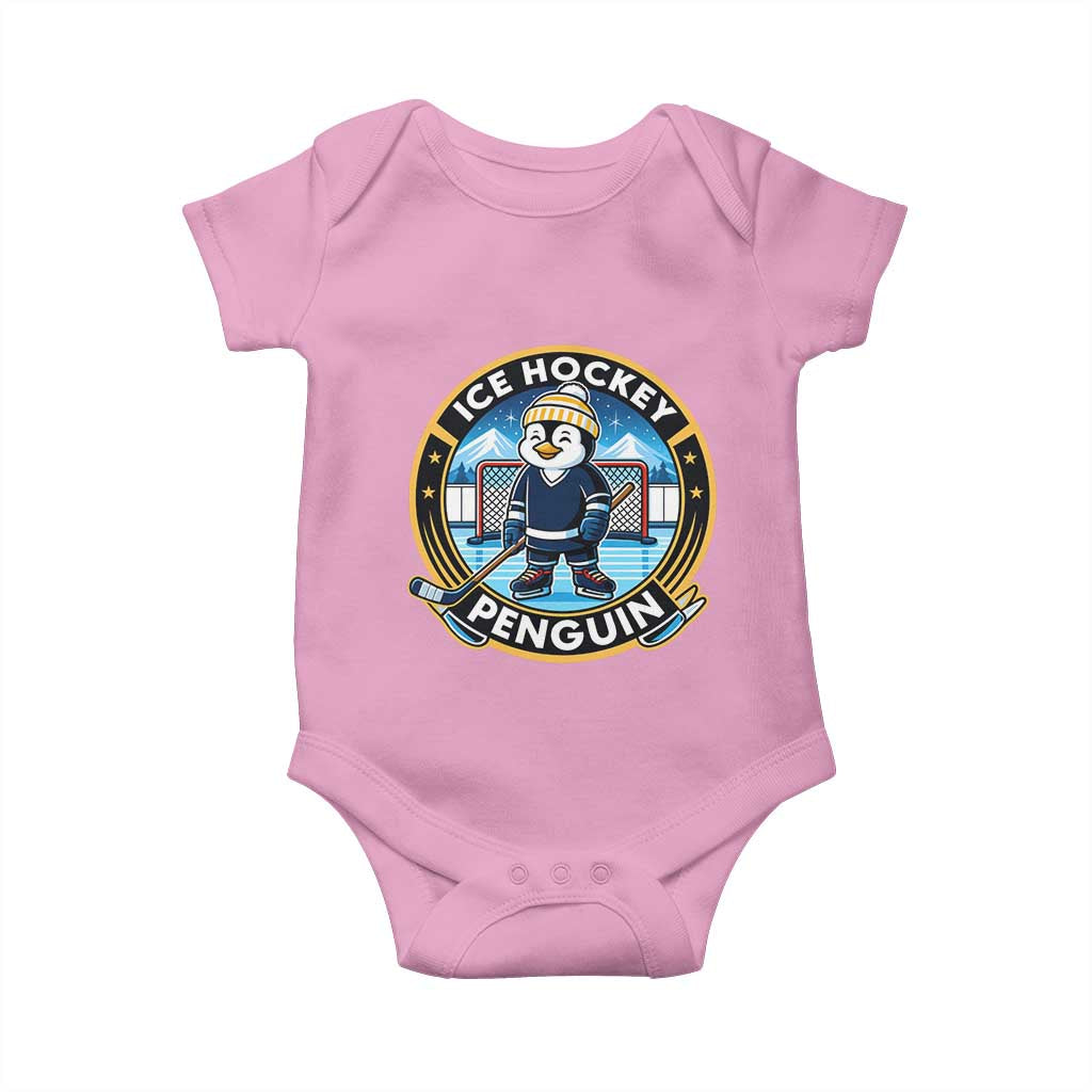 Funny Penguin Hockey Player Baby Onesie Sports Fan Gift - Wonder Print Shop