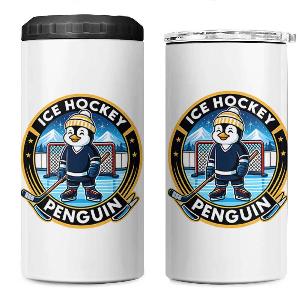 Funny Penguin Hockey Player 4 in 1 Can Cooler Tumbler Sports Fan Gift - Wonder Print Shop
