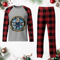 Funny Penguin Hockey Player Plaid Pajama Set Sports Fan Gift - Wonder Print Shop