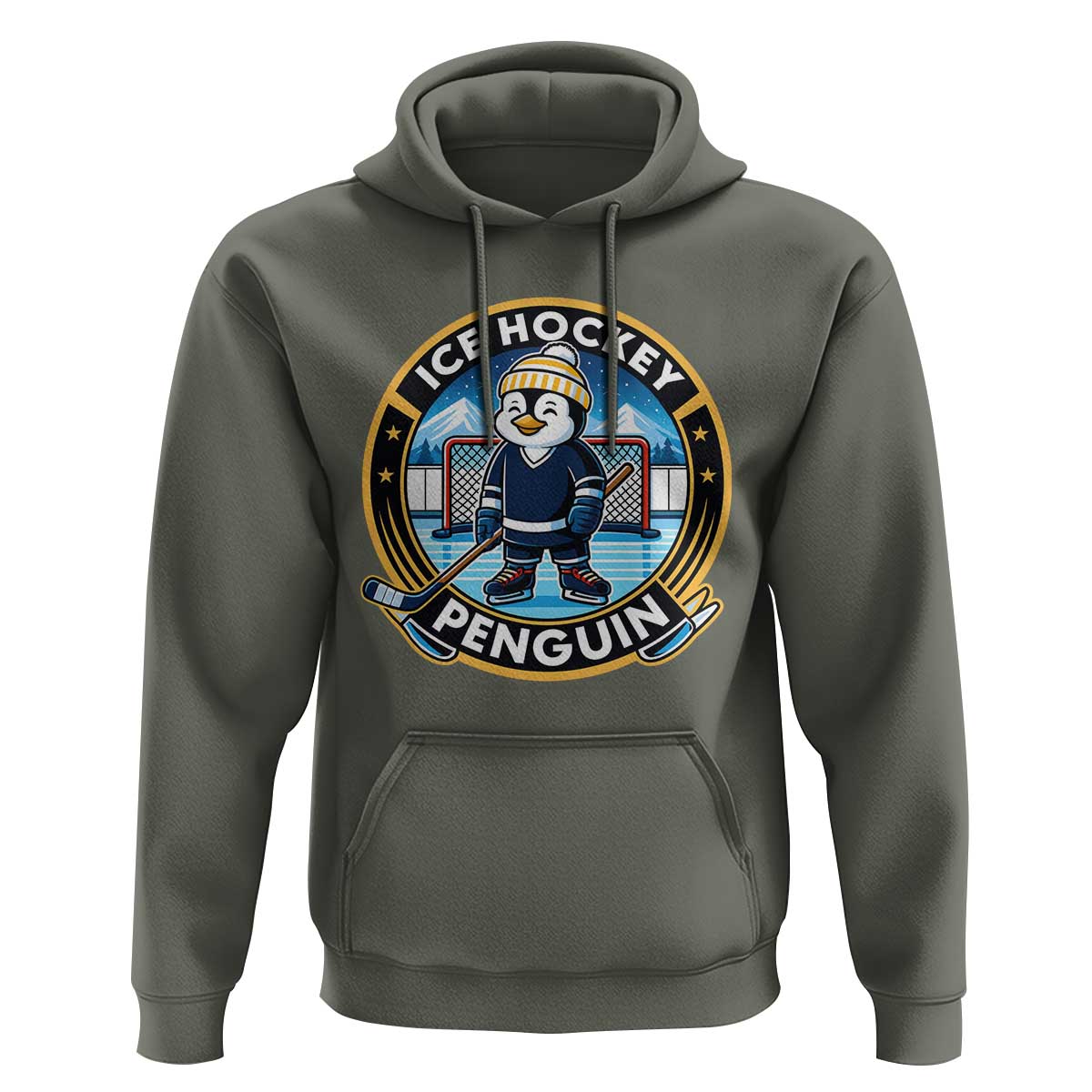 Funny Penguin Hockey Player Hoodie Sports Fan Gift - Wonder Print Shop