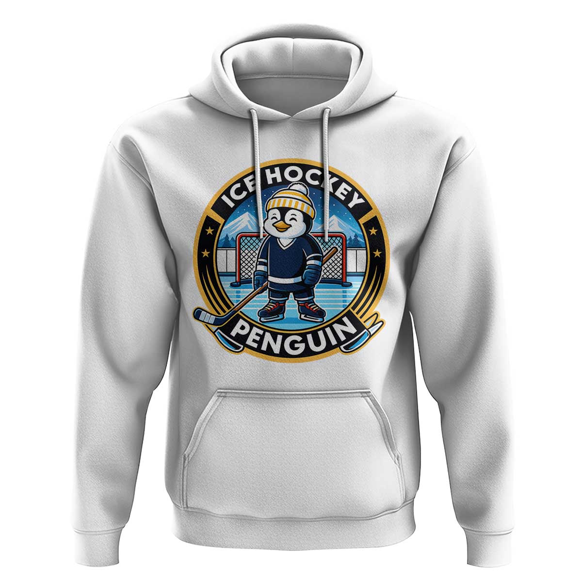 Funny Penguin Hockey Player Hoodie Sports Fan Gift - Wonder Print Shop