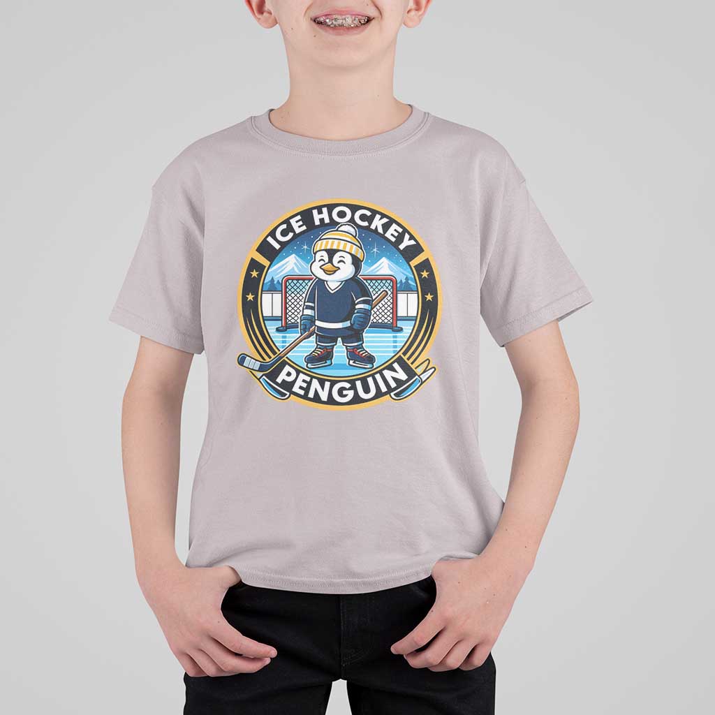 Funny Penguin Hockey Player T Shirt For Kid Sports Fan Gift - Wonder Print Shop