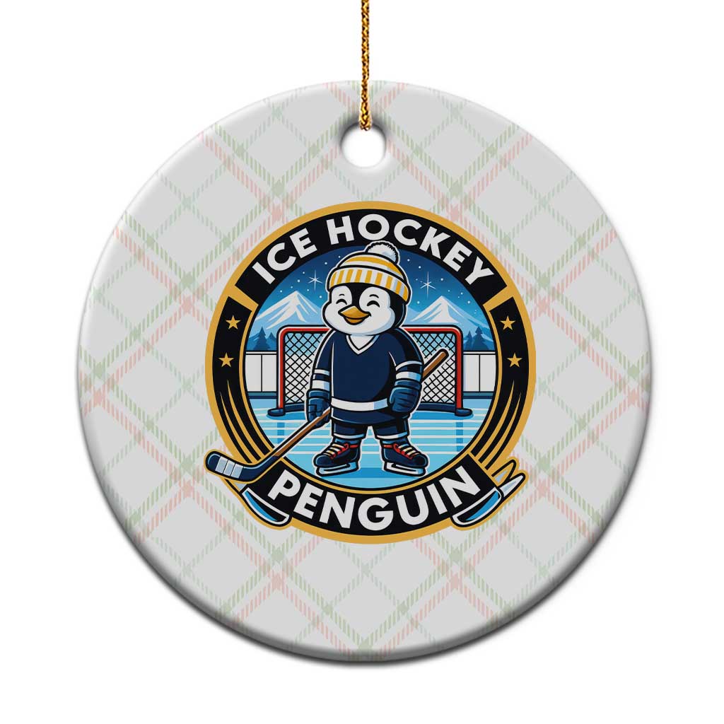Funny Penguin Hockey Player Ceramic Ornament Sports Fan Gift - Wonder Print Shop