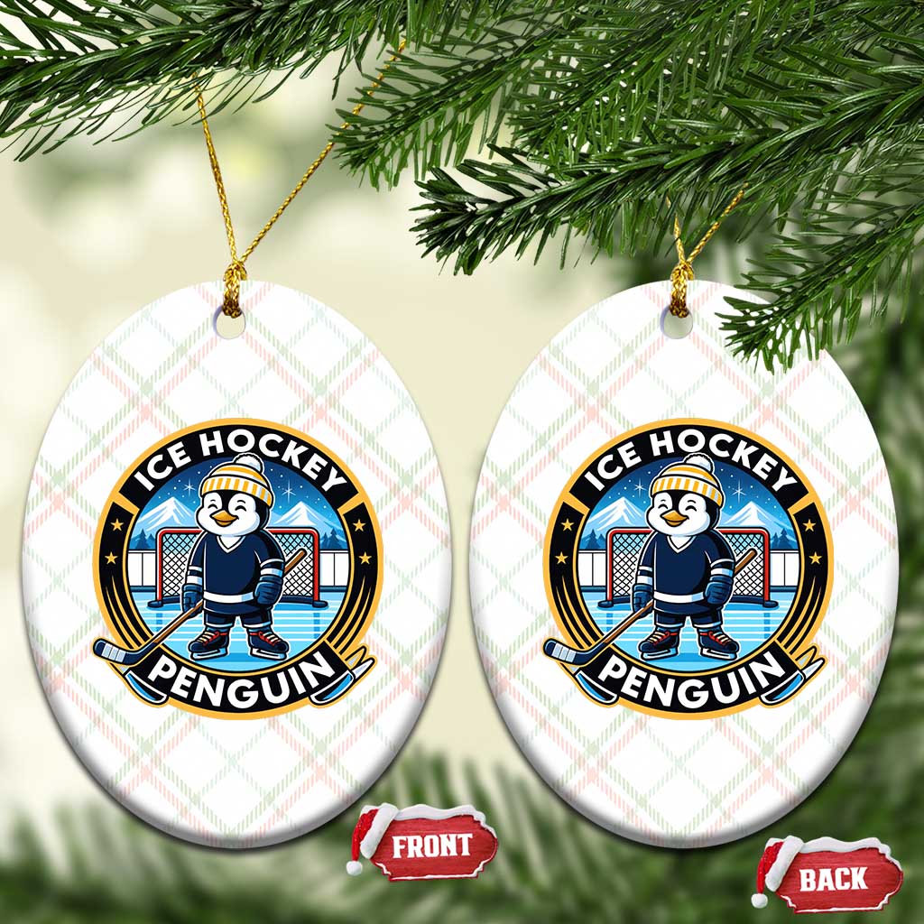 Funny Penguin Hockey Player Ceramic Ornament Sports Fan Gift - Wonder Print Shop