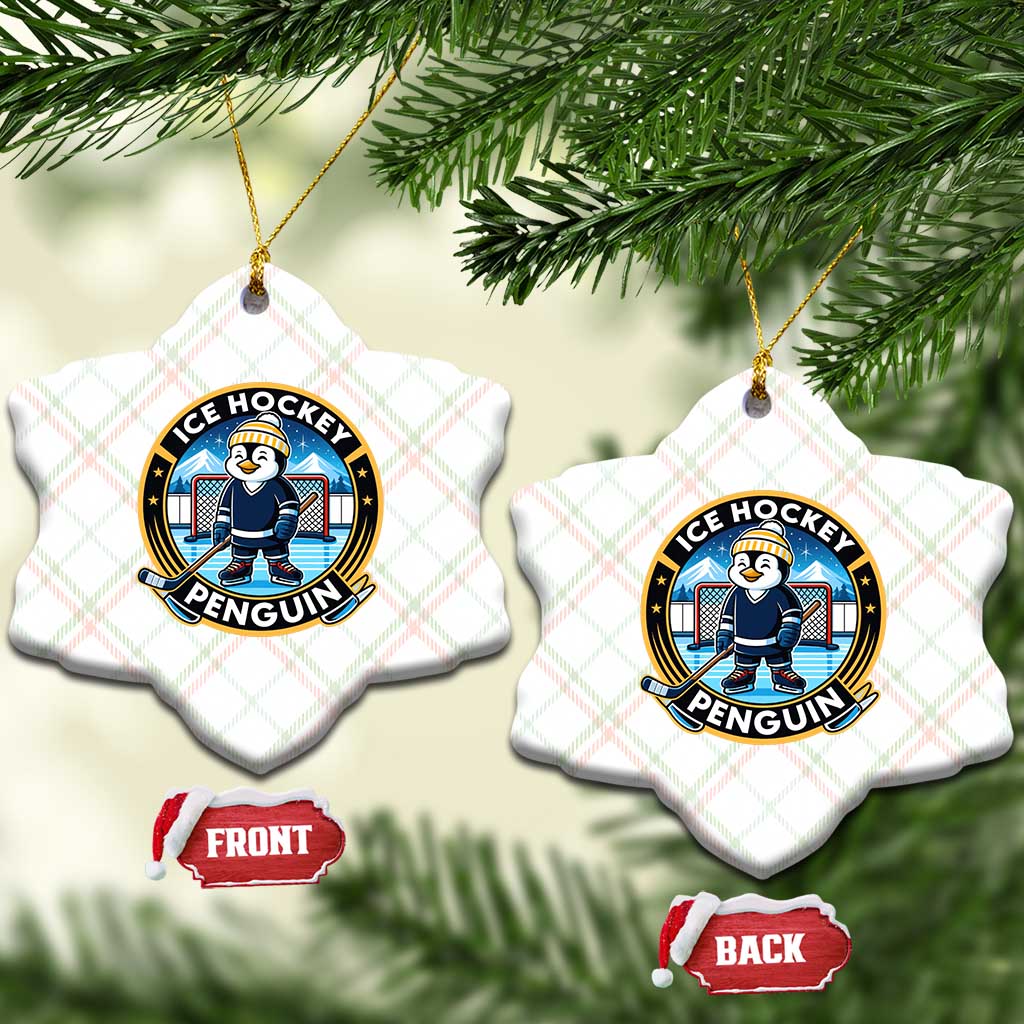 Funny Penguin Hockey Player Ceramic Ornament Sports Fan Gift - Wonder Print Shop