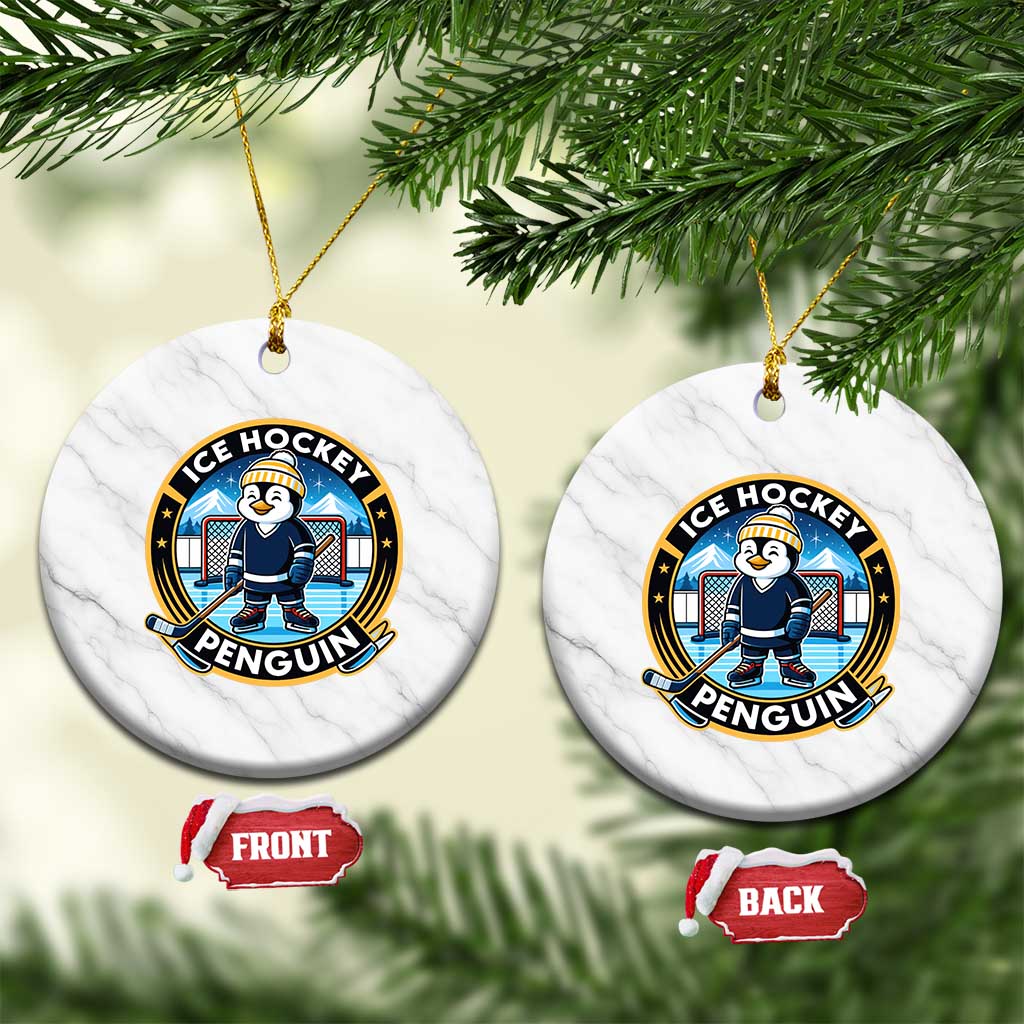 Funny Penguin Hockey Player Ceramic Ornament Sports Fan Gift - Wonder Print Shop