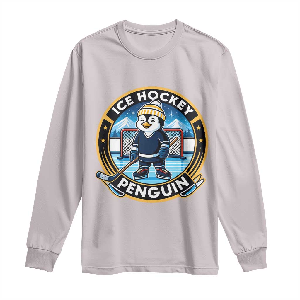 Funny Penguin Hockey Player Long Sleeve Shirt Sports Fan Gift - Wonder Print Shop