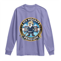 Funny Penguin Hockey Player Long Sleeve Shirt Sports Fan Gift - Wonder Print Shop