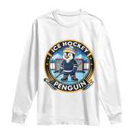 Funny Penguin Hockey Player Long Sleeve Shirt Sports Fan Gift - Wonder Print Shop