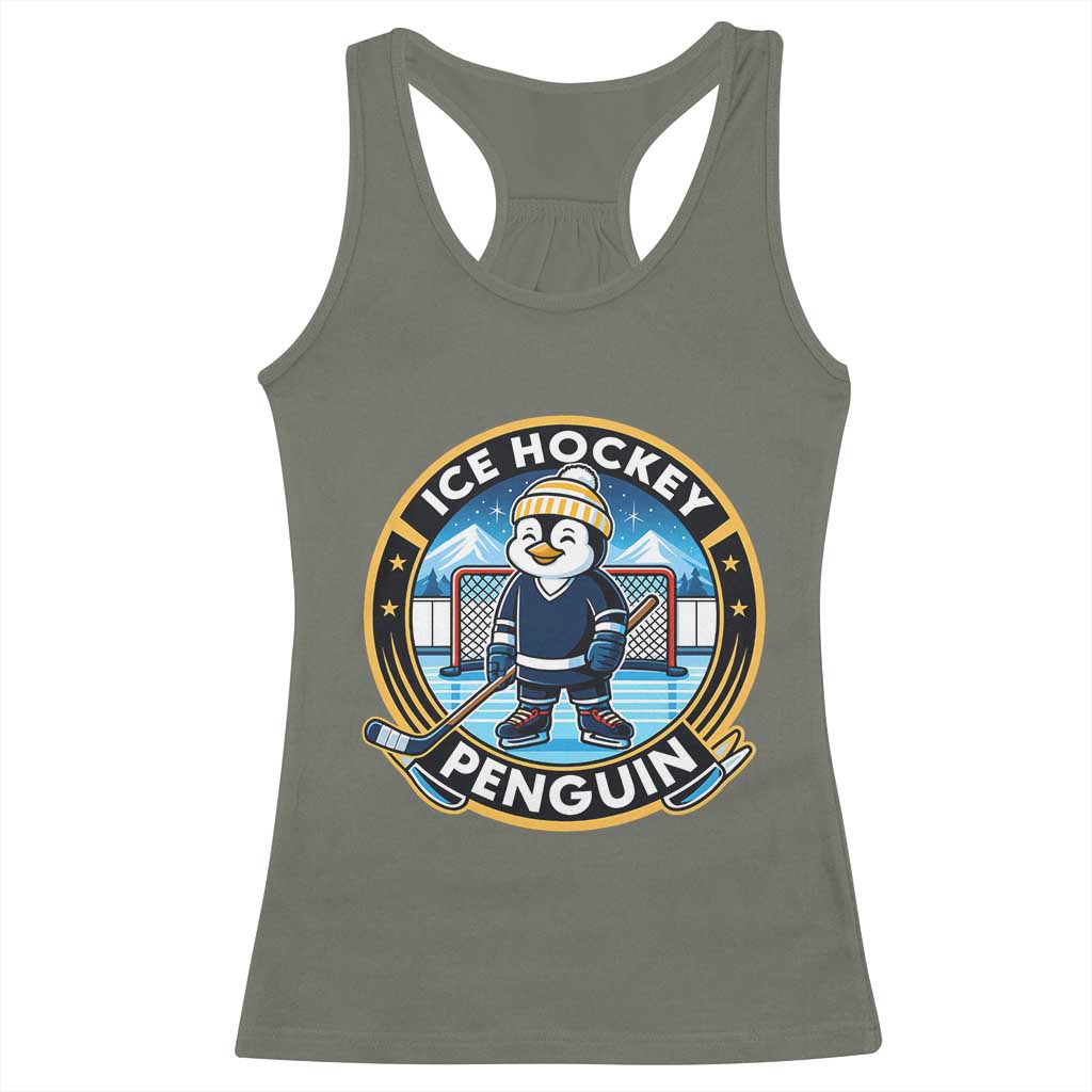 Funny Penguin Hockey Player Racerback Tank Top Sports Fan Gift - Wonder Print Shop