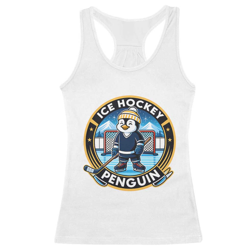 Funny Penguin Hockey Player Racerback Tank Top Sports Fan Gift - Wonder Print Shop