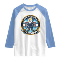 Funny Penguin Hockey Player Raglan Shirt Sports Fan Gift - Wonder Print Shop