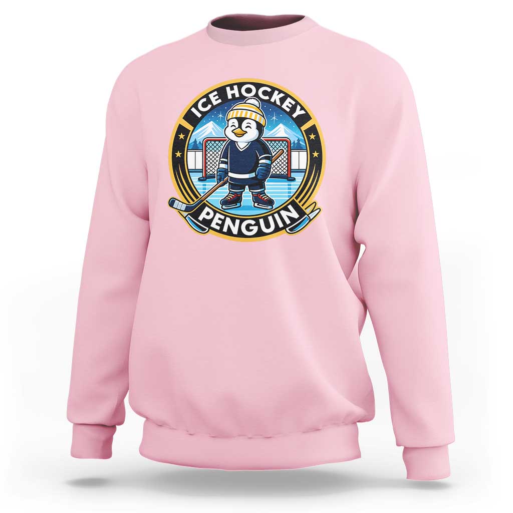 Funny Penguin Hockey Player Sweatshirt Sports Fan Gift - Wonder Print Shop