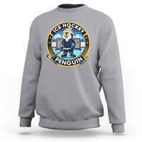 Funny Penguin Hockey Player Sweatshirt Sports Fan Gift - Wonder Print Shop