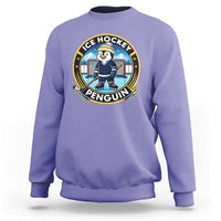 Funny Penguin Hockey Player Sweatshirt Sports Fan Gift - Wonder Print Shop
