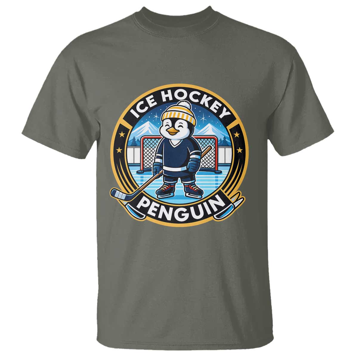 Funny Penguin Hockey Player T Shirt Sports Fan Gift - Wonder Print Shop