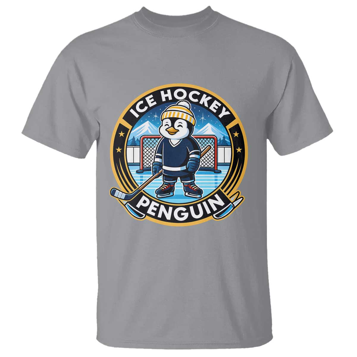 Funny Penguin Hockey Player T Shirt Sports Fan Gift - Wonder Print Shop