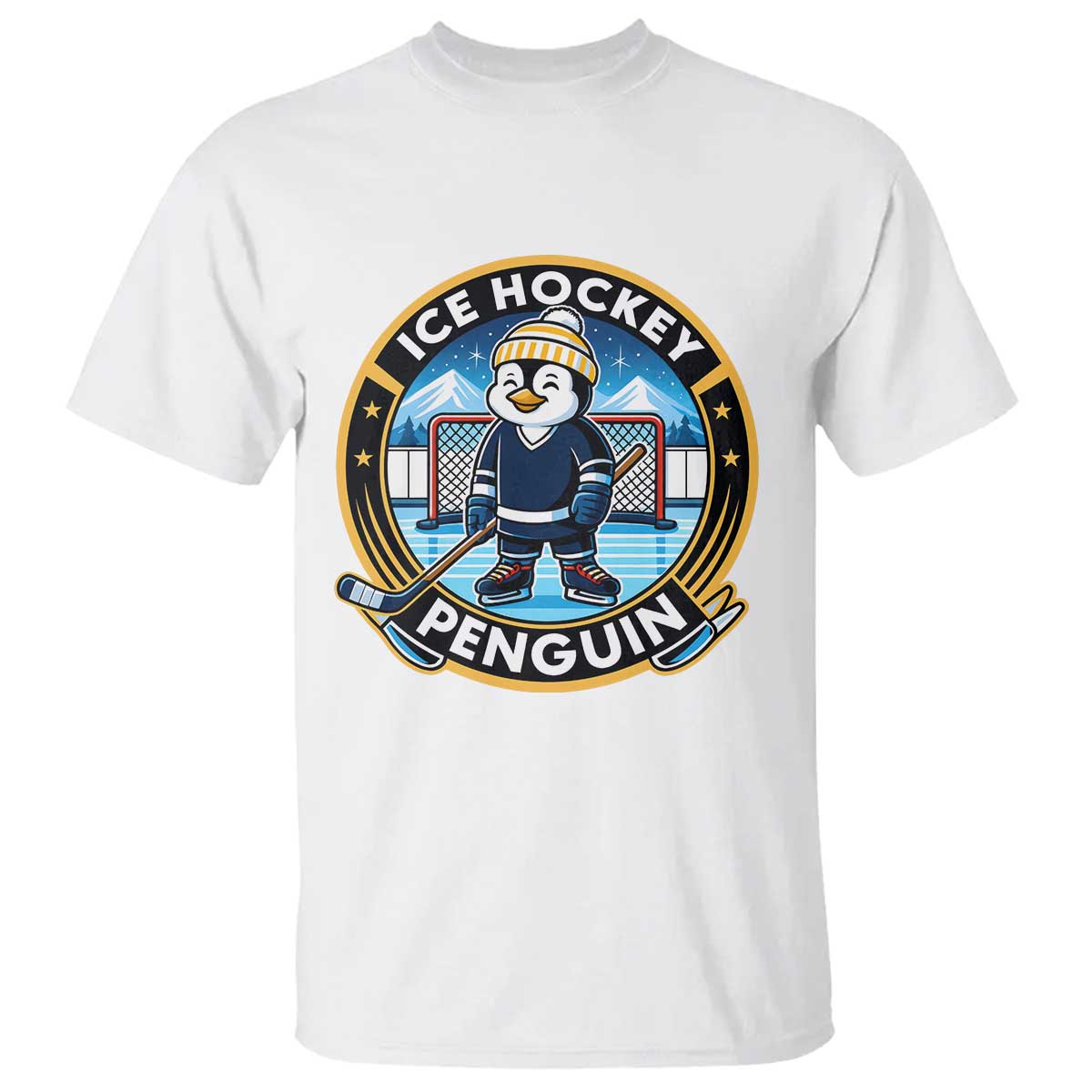 Funny Penguin Hockey Player T Shirt Sports Fan Gift - Wonder Print Shop