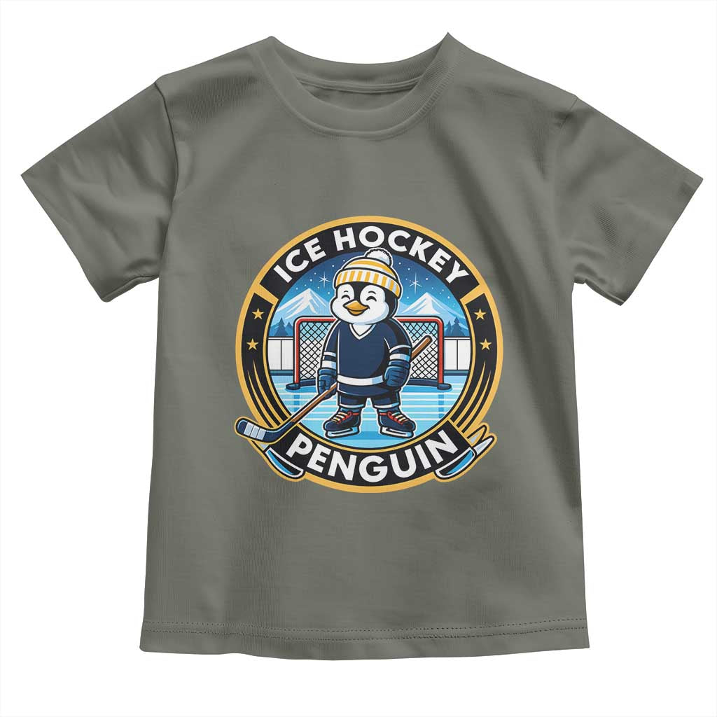 Funny Penguin Hockey Player Toddler T Shirt Sports Fan Gift - Wonder Print Shop