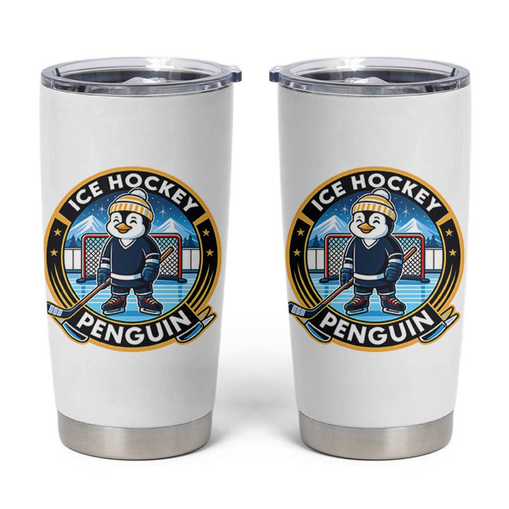 Funny Penguin Hockey Player Tumbler Cup Sports Fan Gift - Wonder Print Shop