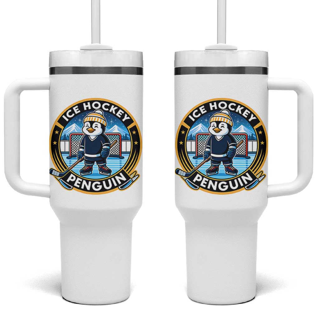 Funny Penguin Hockey Player Tumbler With Handle Sports Fan Gift - Wonder Print Shop