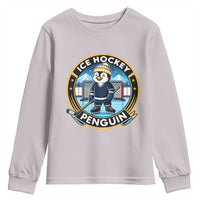 Funny Penguin Hockey Player Youth Sweatshirt Sports Fan Gift - Wonder Print Shop