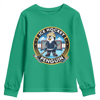 Funny Penguin Hockey Player Youth Sweatshirt Sports Fan Gift - Wonder Print Shop