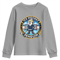 Funny Penguin Hockey Player Youth Sweatshirt Sports Fan Gift - Wonder Print Shop