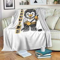 Funny Penguin Playing Ice Hockey Throw Blanket Gift For Kids - Wonder Print Shop