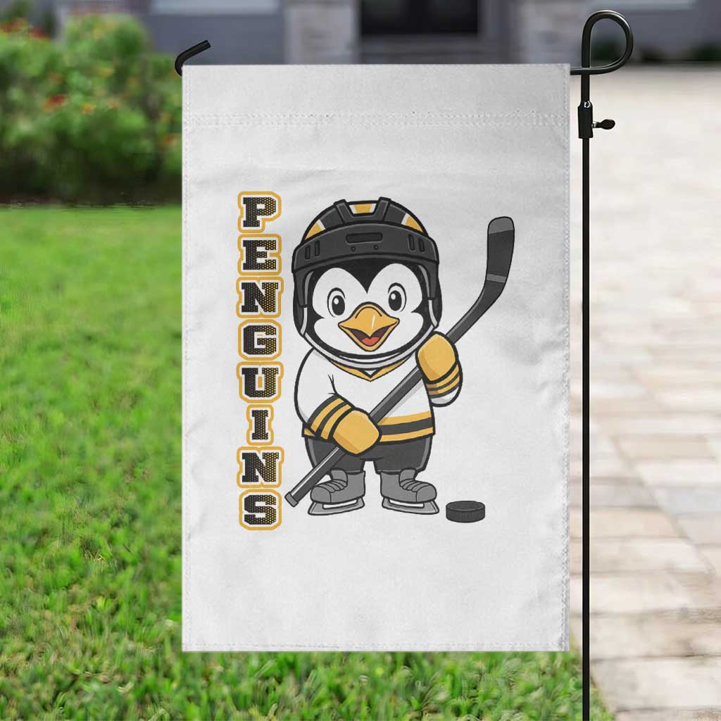 Funny Penguin Playing Ice Hockey Garden Flag Gift For Kids - Wonder Print Shop