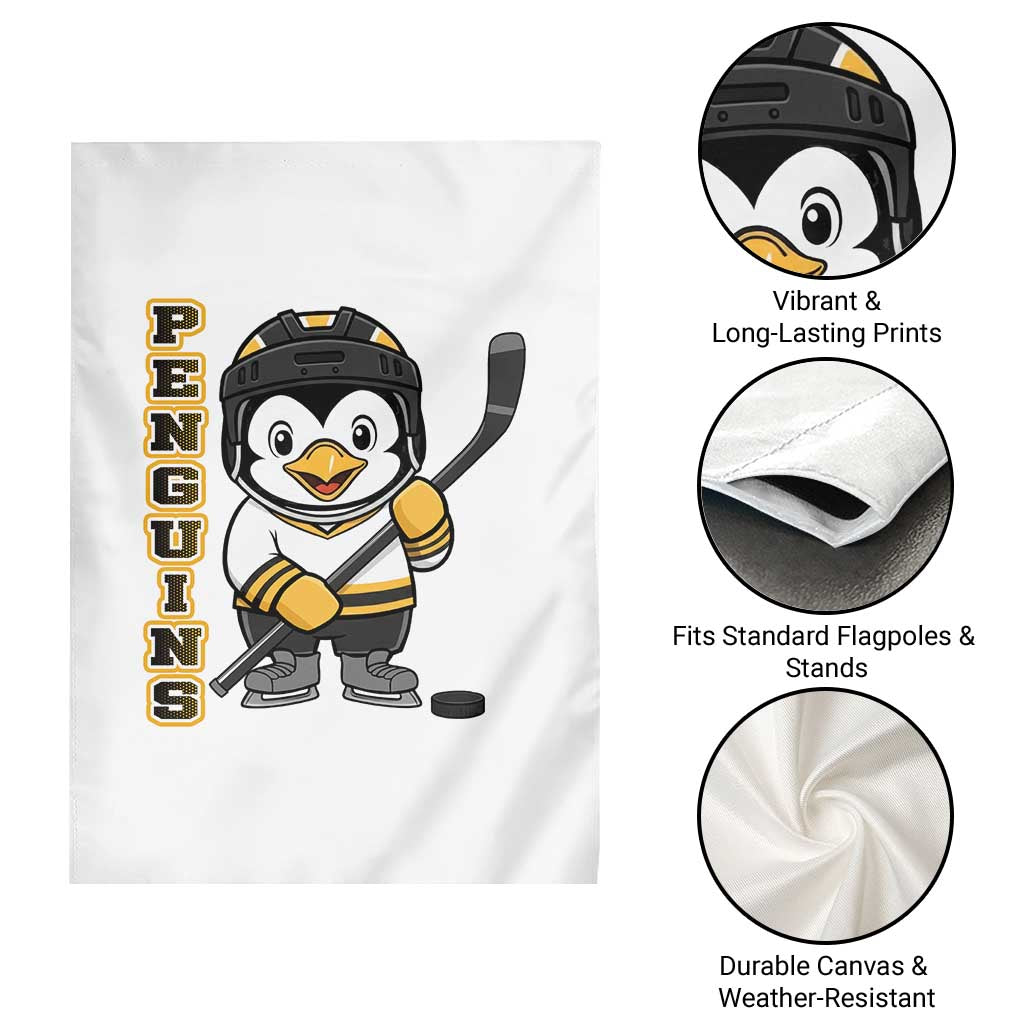 Funny Penguin Playing Ice Hockey Garden Flag Gift For Kids - Wonder Print Shop