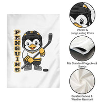Funny Penguin Playing Ice Hockey Garden Flag Gift For Kids - Wonder Print Shop