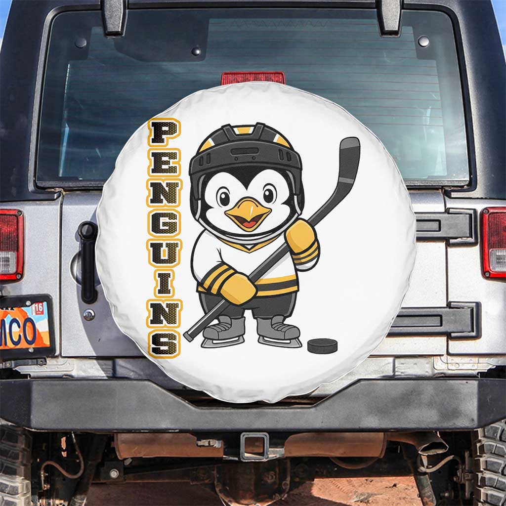 Funny Penguin Playing Ice Hockey Spare Tire Cover Gift For Kids - Wonder Print Shop