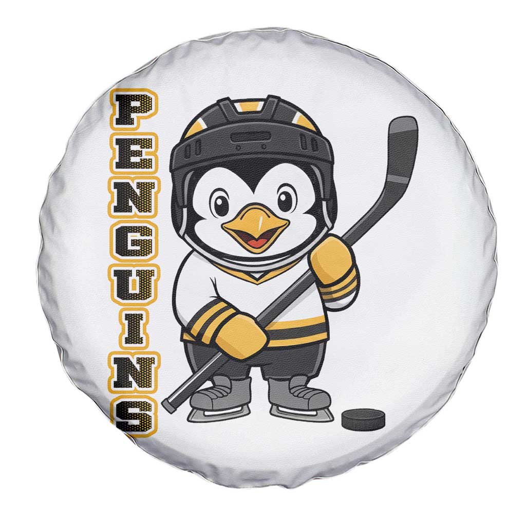 Funny Penguin Playing Ice Hockey Spare Tire Cover Gift For Kids - Wonder Print Shop