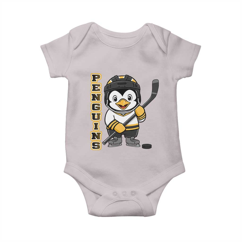 Funny Penguin Playing Ice Hockey Baby Onesie Gift For Kids - Wonder Print Shop
