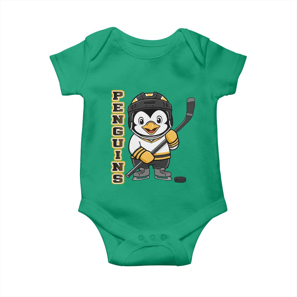 Funny Penguin Playing Ice Hockey Baby Onesie Gift For Kids - Wonder Print Shop