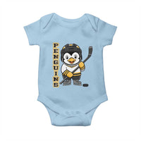 Funny Penguin Playing Ice Hockey Baby Onesie Gift For Kids - Wonder Print Shop