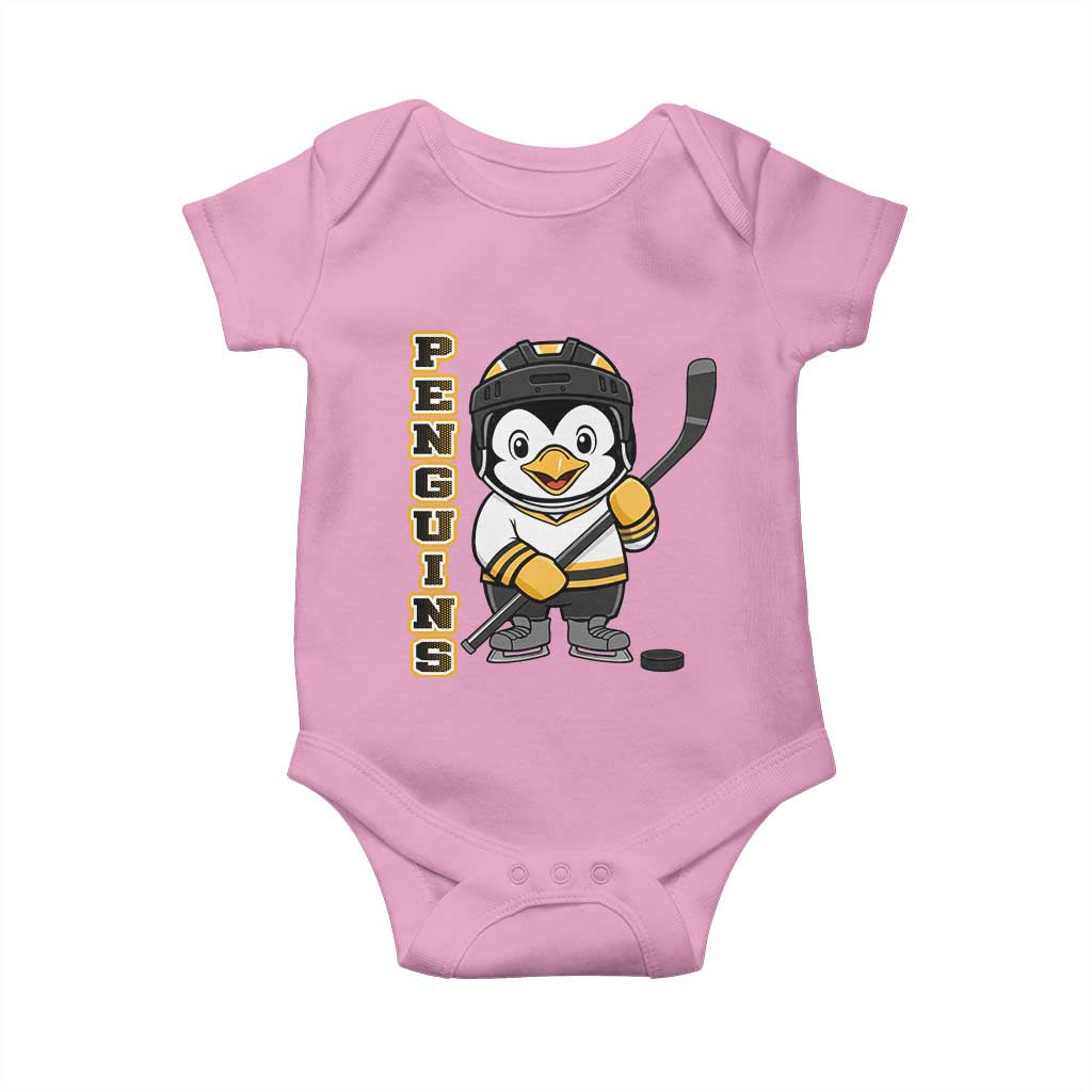 Funny Penguin Playing Ice Hockey Baby Onesie Gift For Kids - Wonder Print Shop
