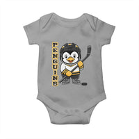 Funny Penguin Playing Ice Hockey Baby Onesie Gift For Kids - Wonder Print Shop