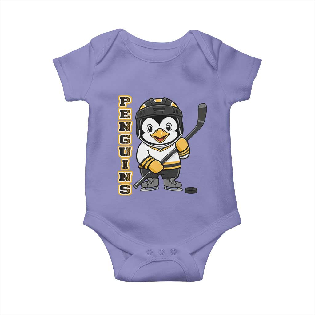 Funny Penguin Playing Ice Hockey Baby Onesie Gift For Kids - Wonder Print Shop