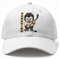 Funny Penguin Playing Ice Hockey Baseball Cap Gift For Kids