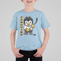 Funny Penguin Playing Ice Hockey T Shirt For Kid Gift For Kids - Wonder Print Shop