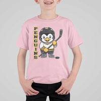 Funny Penguin Playing Ice Hockey T Shirt For Kid Gift For Kids - Wonder Print Shop
