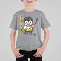 Funny Penguin Playing Ice Hockey T Shirt For Kid Gift For Kids - Wonder Print Shop