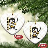 Funny Penguin Playing Ice Hockey Ceramic Ornament Gift For Kids - Wonder Print Shop