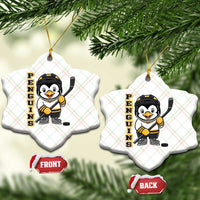 Funny Penguin Playing Ice Hockey Ceramic Ornament Gift For Kids - Wonder Print Shop
