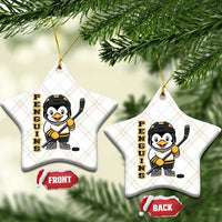 Funny Penguin Playing Ice Hockey Ceramic Ornament Gift For Kids - Wonder Print Shop