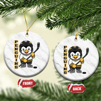 Funny Penguin Playing Ice Hockey Ceramic Ornament Gift For Kids - Wonder Print Shop